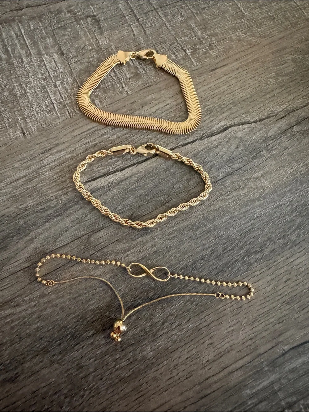 Rope Herringbone Snake Infinity Bracelet Set - Women's Jewelry 18K gold plated